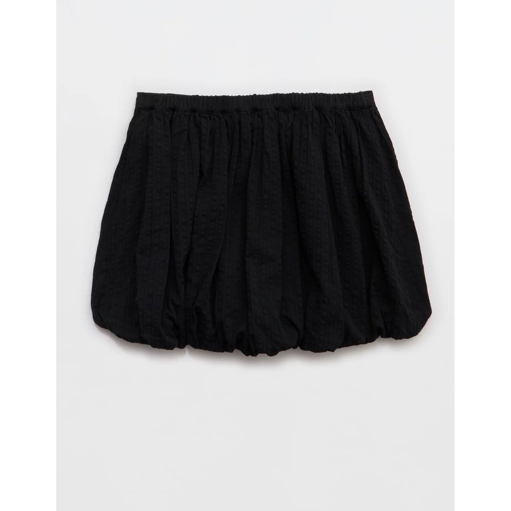 Aerie Real Good Black Bubble Mini Skirt Elastic Waist Textured Size M